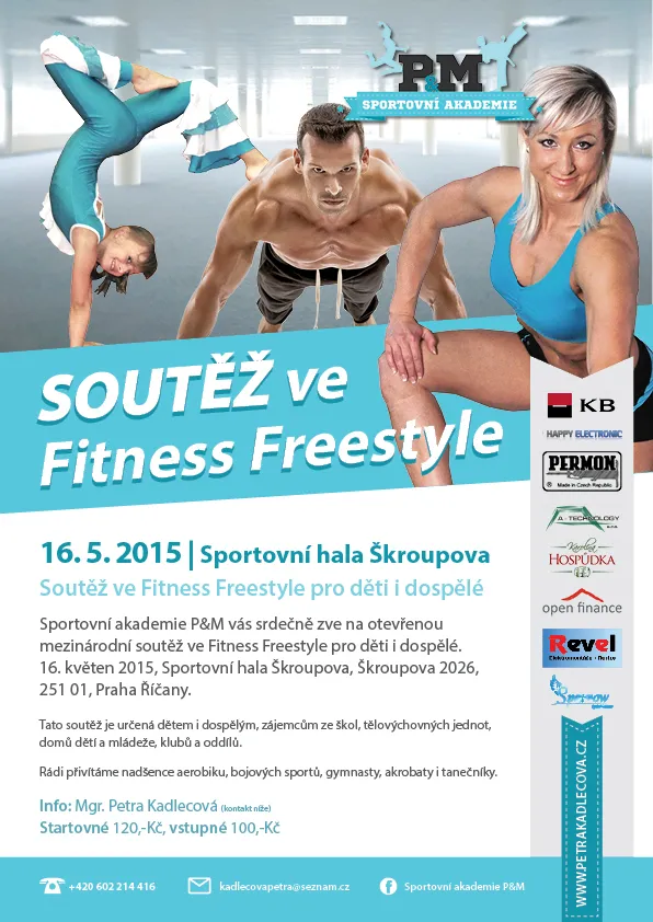 Plakát soutěže ve freestyle fitness 16. 5. 2015 v Říčanech